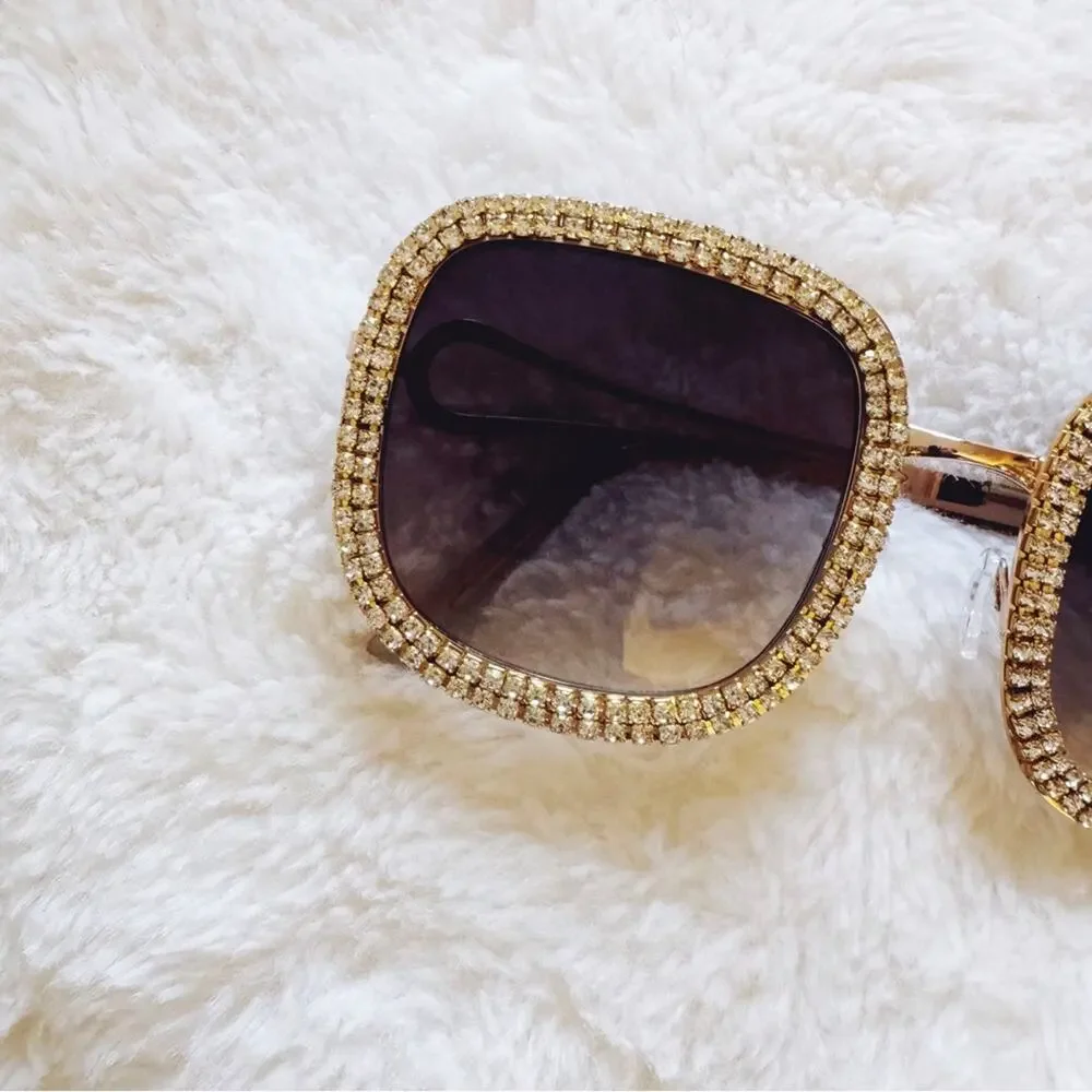 Avelina Black & Blue Crystal Embellished Sunglasses - Picture 3 of 10
